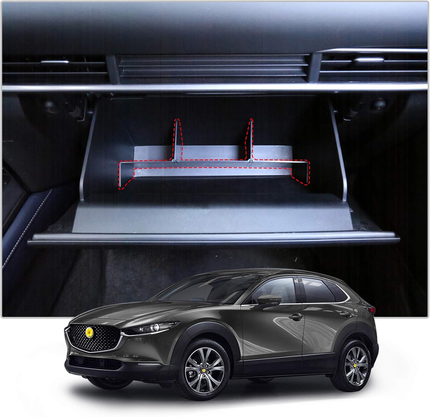 Bracciolo Universale Per Mazda CX-3 (2014-2019) | Portaoggetti Con Portabevande E USB | Pelle Nera - 4