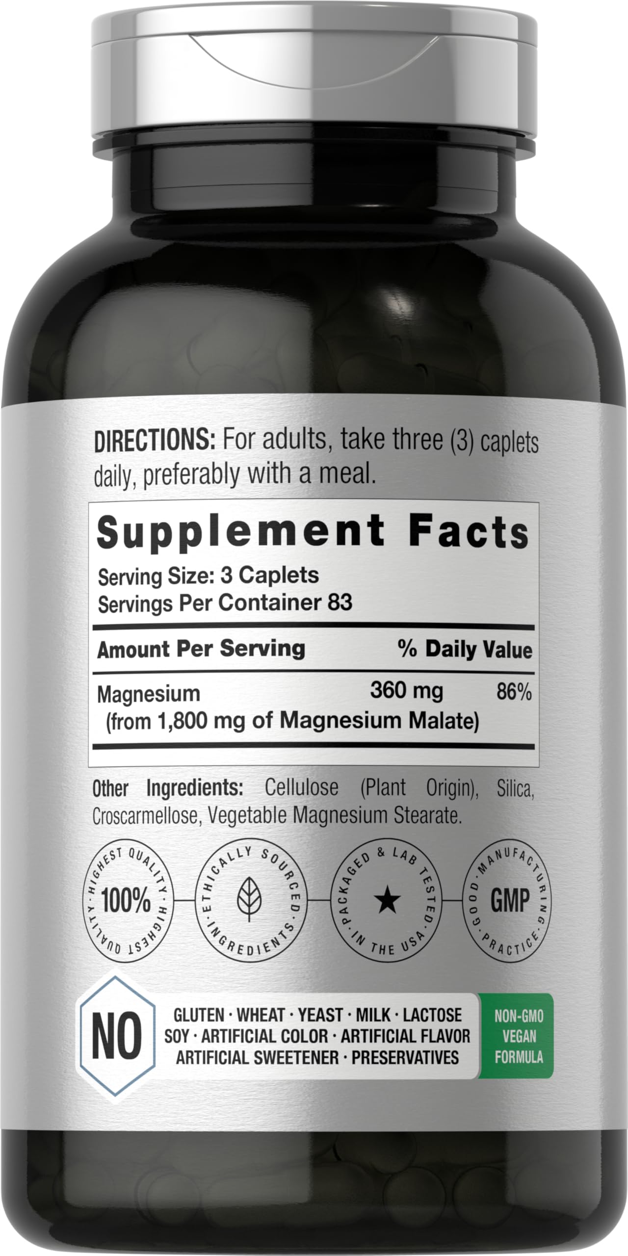 Horbäach Magnesium Malate | 1800mg | 250 Caplets — Amazon image 2