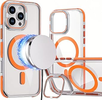 CCSmall for Apple iPhone 16 Pro Case Clear with Magnetic Ring XC Orange