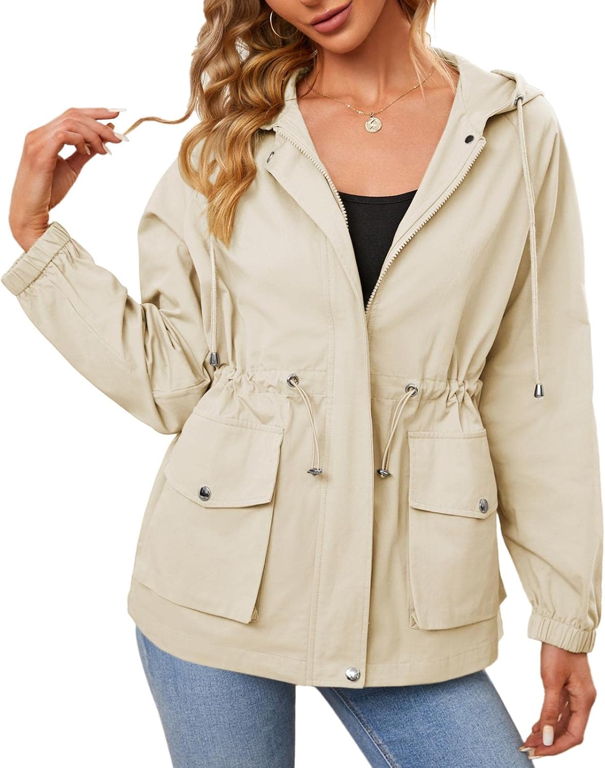 Saodimallsu Womens Military Anorak Jacket Zip Up Safari Utility Lightweight Hoodies Parka Coat with Pockets : Clothing, Shoes & Jewelry