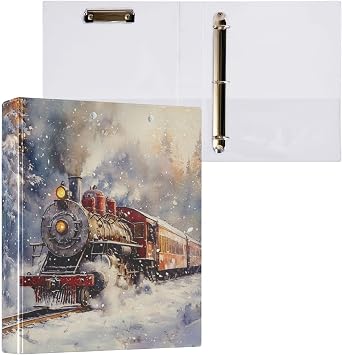 3 Ring Binder Railroad with Picturesque Binder 1.5 inch with Clipboard PVC Pockets Fit 8.5 x 11 Inch Paper for School Office Supplies 1 Pack