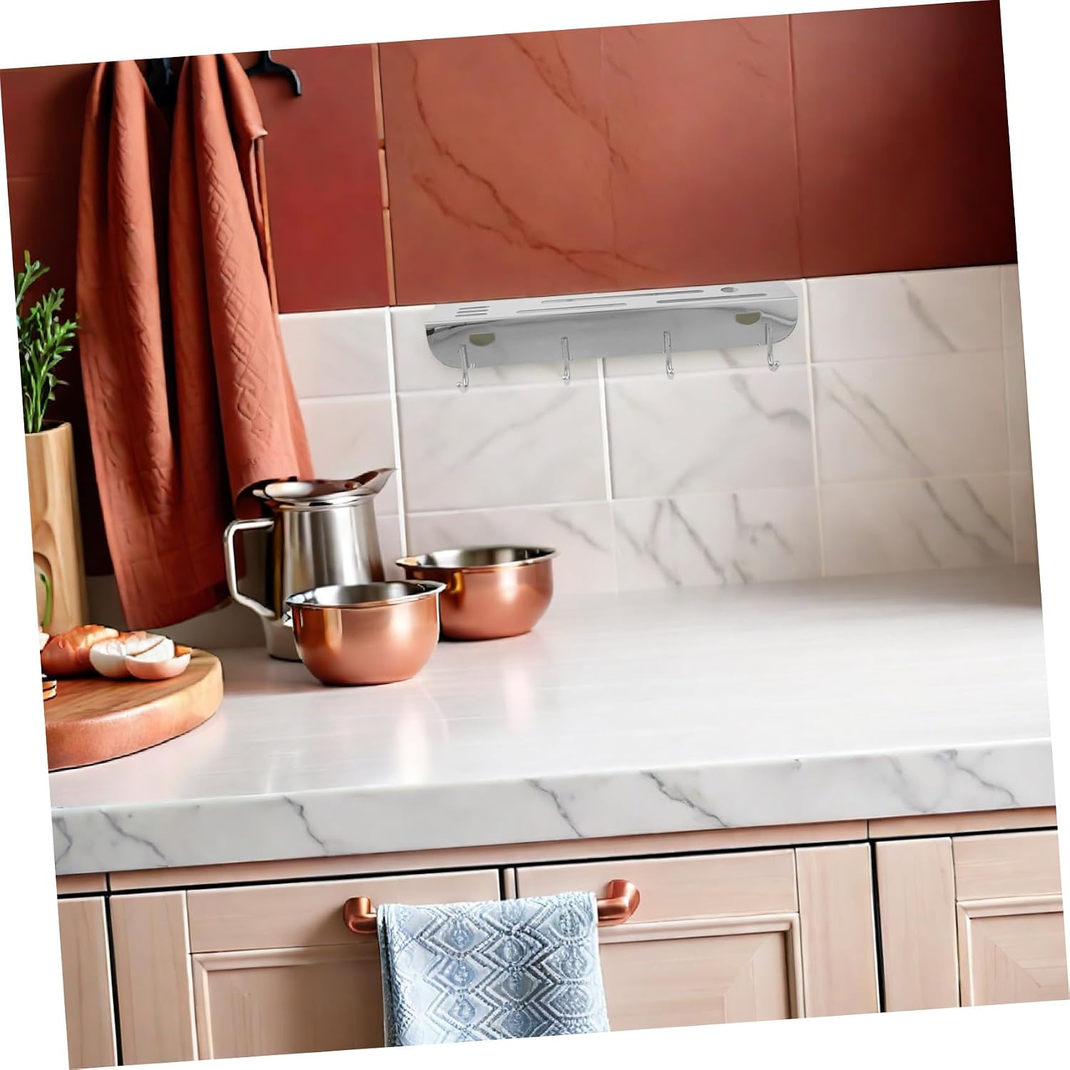 Wall Mount Knife and Utensil Rack Stainless Steel Kitchen Storage