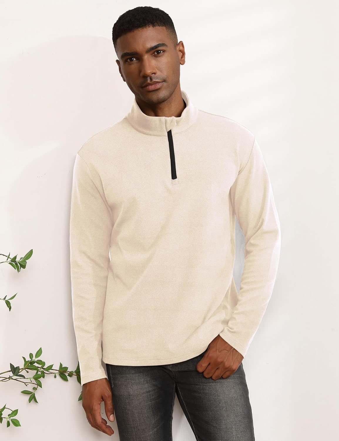 Men's Quarter Zip Pullover Fleece Lined Long Sleeve Golf Shirts for Men Thermal 1/4 Half Zip Sweatshirts - Image 2