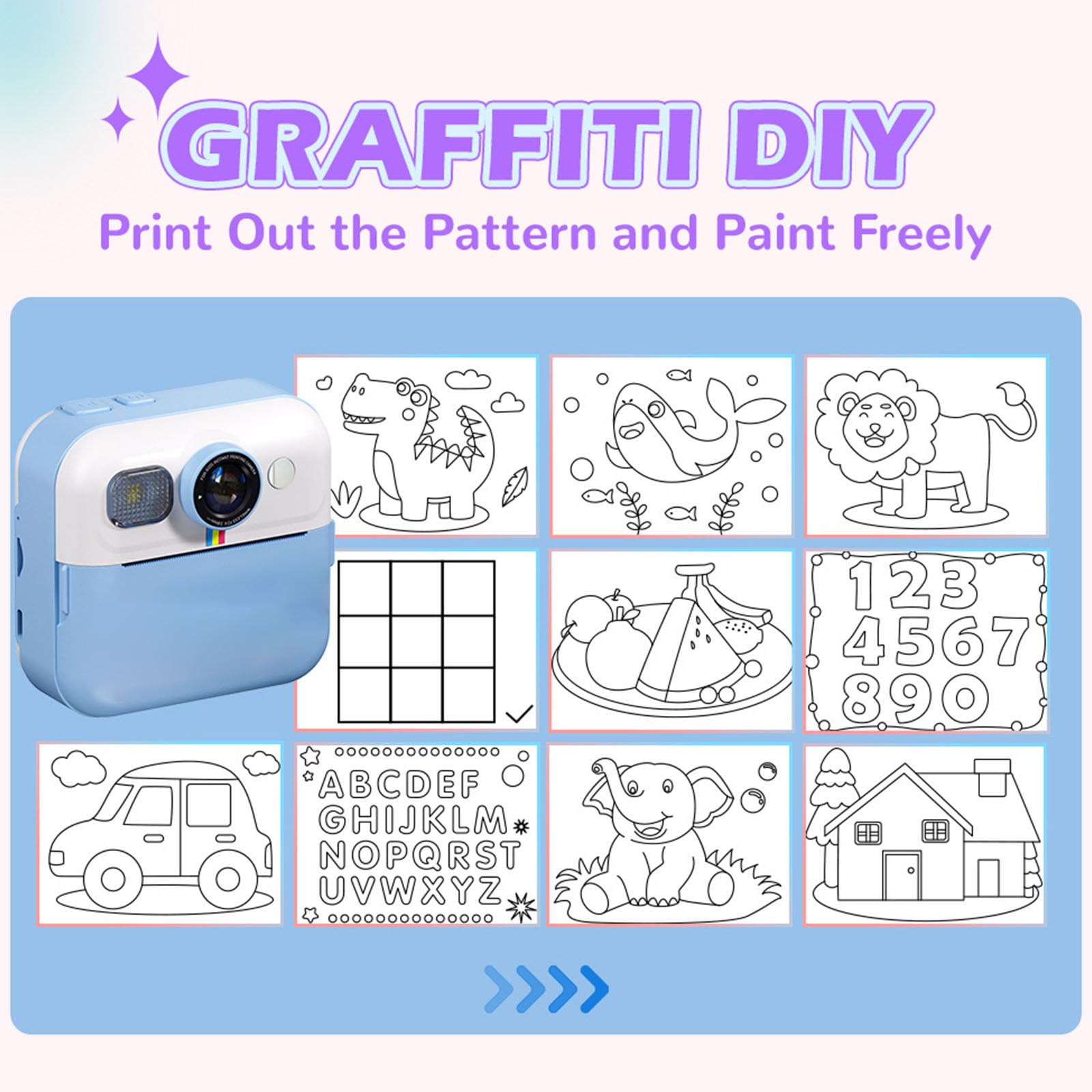 Fotocamera a stampa rapida per bambini con doppia lente da 48 e stampa termica per fotografie creative e divertenti giocattoli fotografici