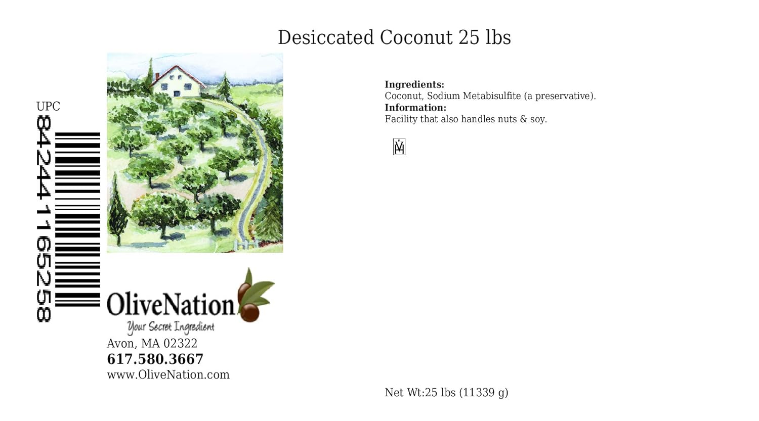 OliveNation Desiccated Coconut, Extra-Dry Coconut Flakes for Baking and Cooking, Non-GMO, Gluten Free, Kosher, Vegan - 25 pounds