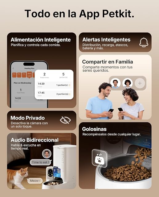 Foto 5 de 8 de PETKIT Nuevo Comedero Gato Automatico con Cámara, Reconocimiento de Varios Gatos, 2.4G & 5GHz WiFi