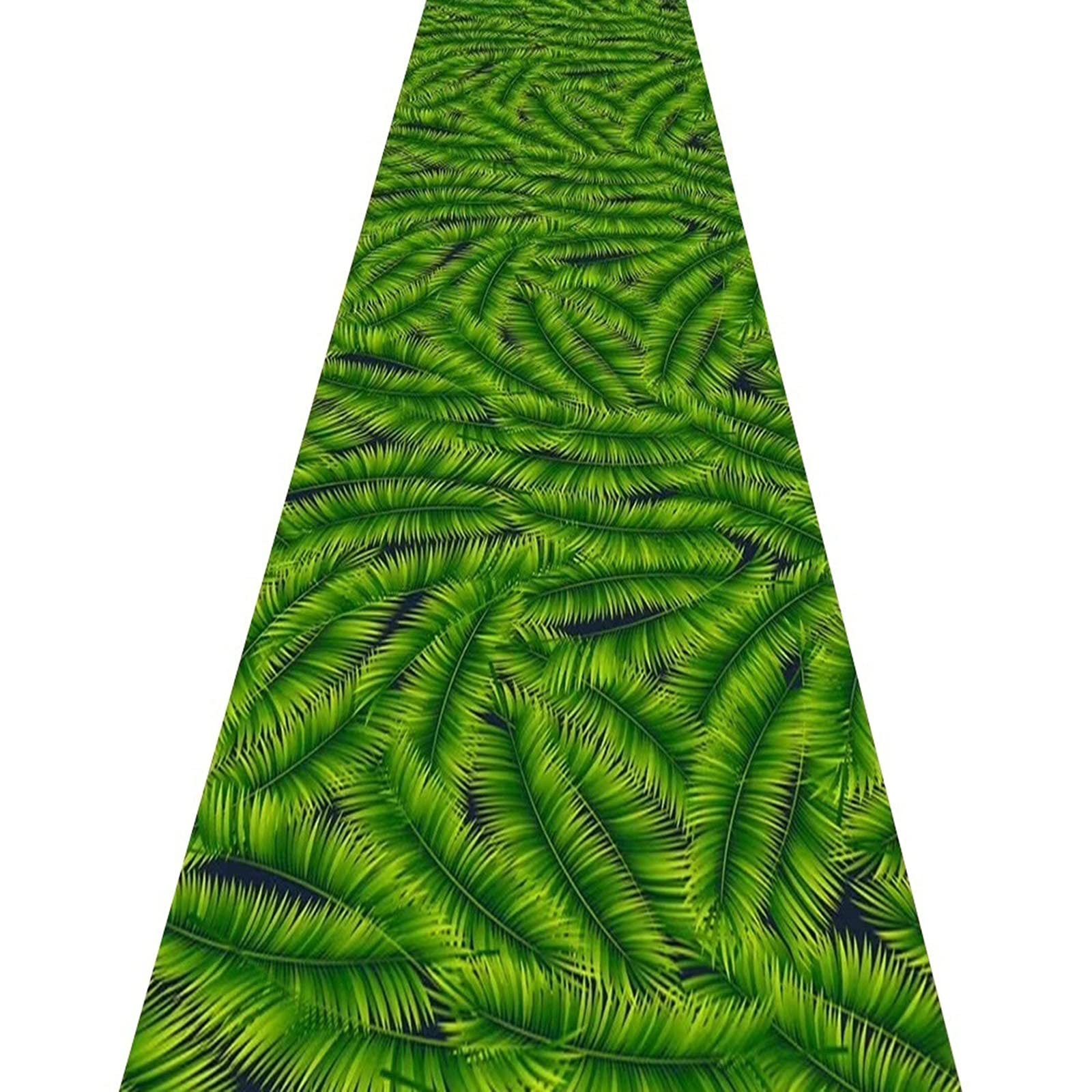 Tapis couloir moderne motif vert feuille 3D dimensions 0.6x2m pour décoration intérieure