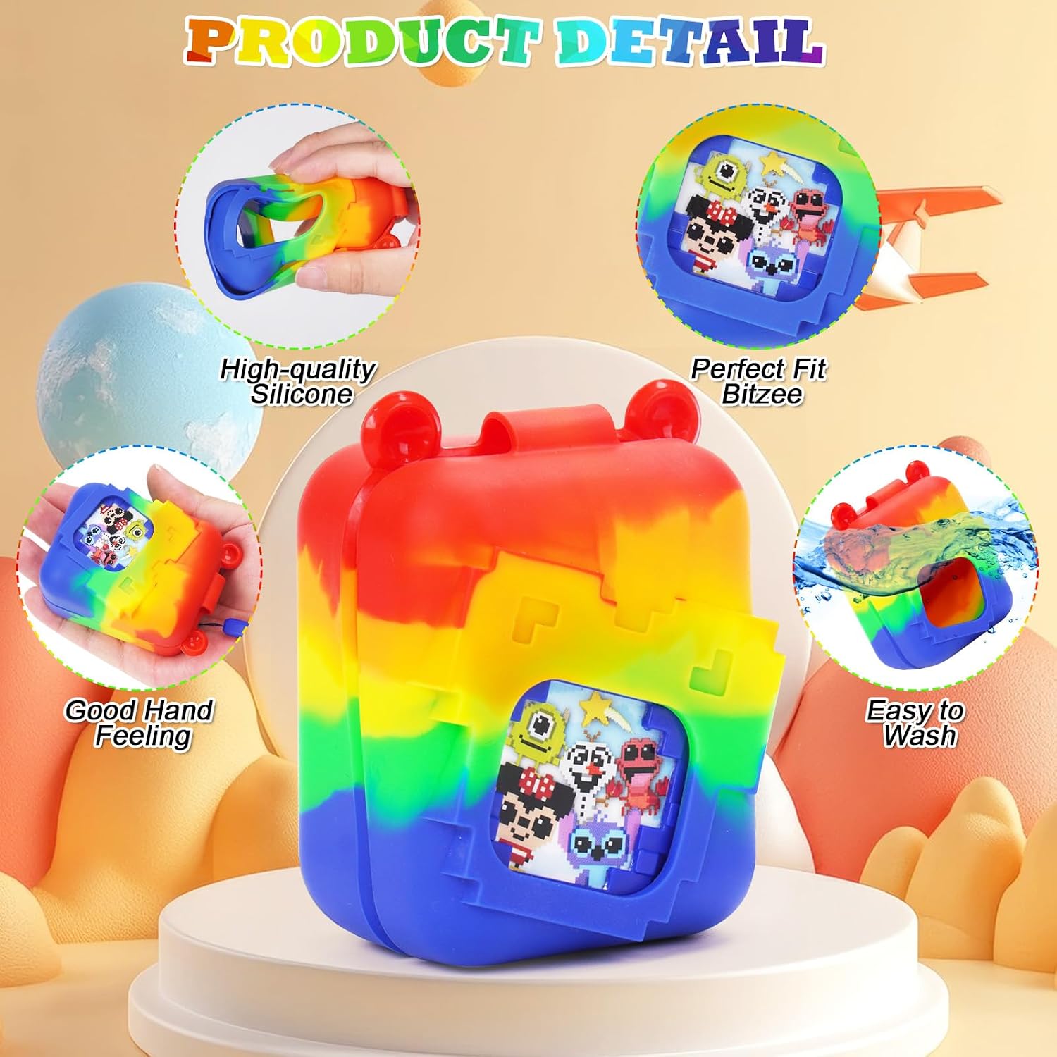 MGZNMTY Silicone Case for Bitzee Disney Interactive Toy Digital Pet and Case, Protective Skin Cover for New Bitsy Electronic Virtual Pet (Rainbow)