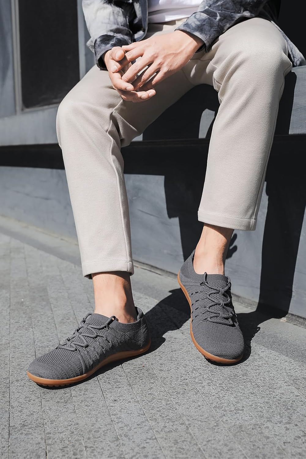 LEDINEY Mens Wide Toe Box Barefoot Shoes Mesh Breathable Zero Drop Minimalist Summer Walking Sneakers Zapatos Casuales para Hombre
