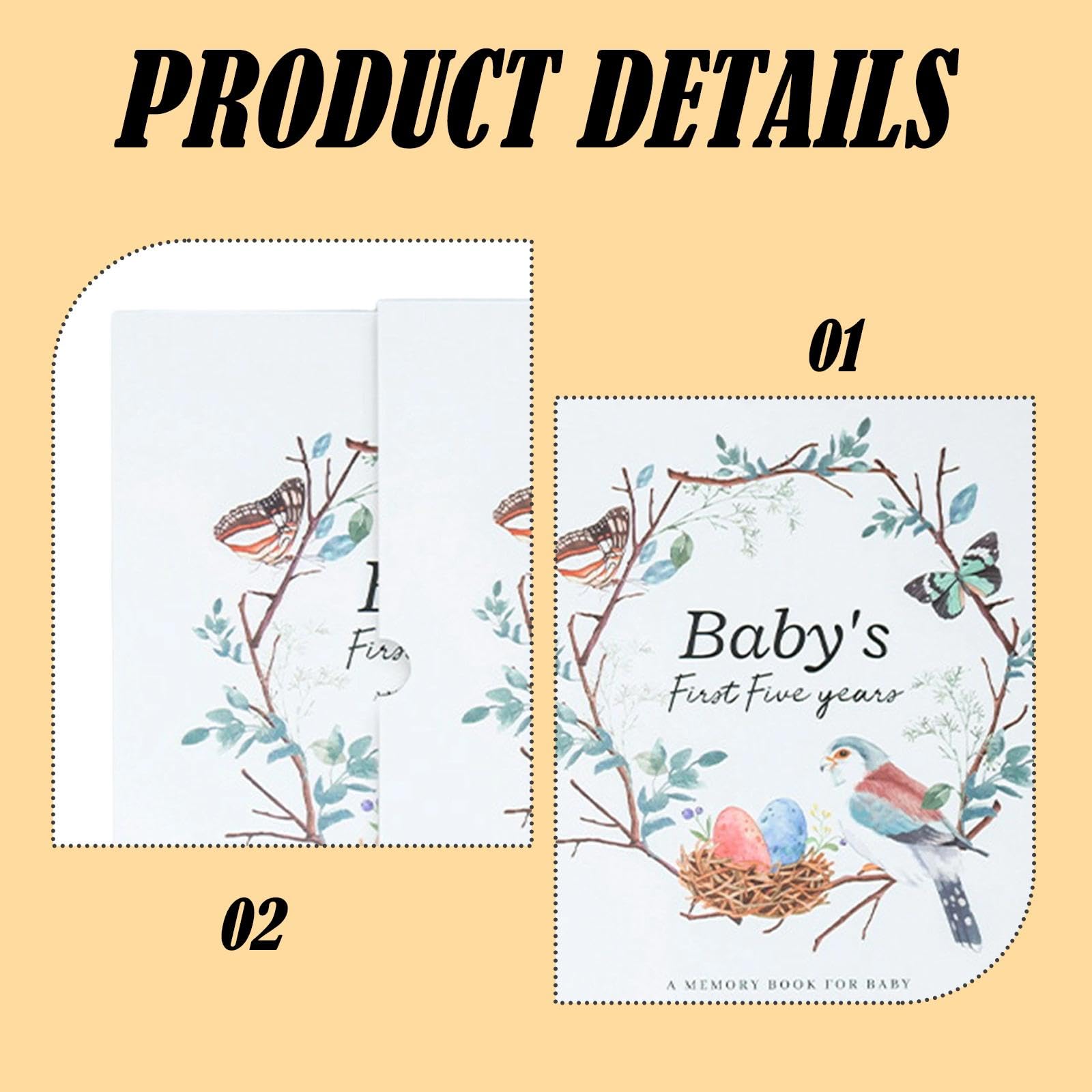 Libro de Recuerdos para Bebés, álbum de Fotos, Diario para Bebés, Registro de Nacimiento, Papel Organizador, Bolsillo Trasero, Pájaro, Individual