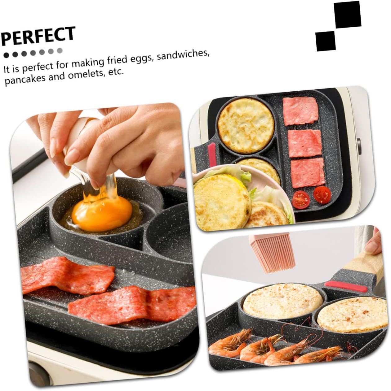 Non Stick Pancake Frying Pan with Long Handle Versatile Egg and Omelette Cooker for Breakfast Section Design for and Cleanup for Home Use