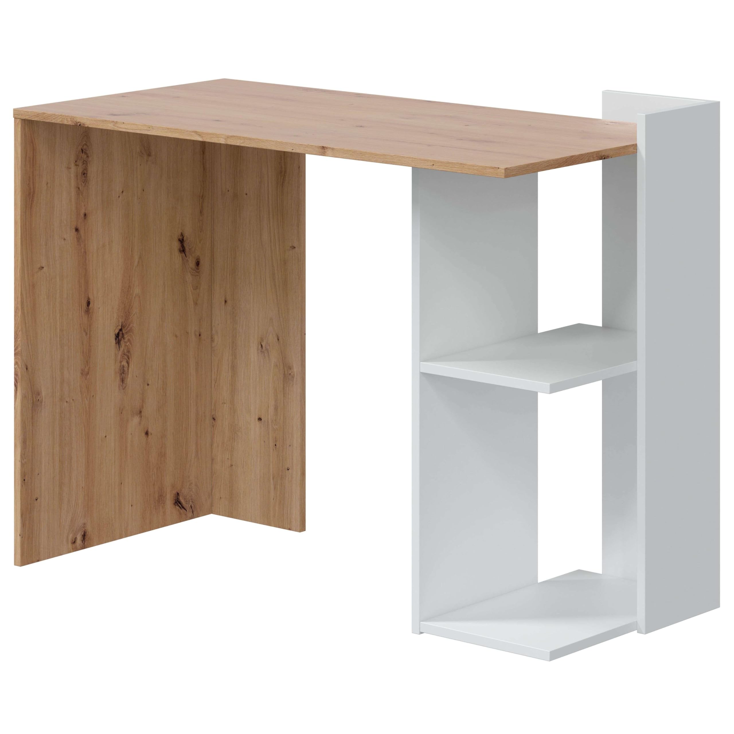 Habitdesign Eiche Nodi Und Weiß (Artik) Wendbarer Schreibtisch, Bürotisch, Finish In Eiche Nodi Und Artik Weiß, Maße: 100 X 78 Cm X 52 Cm (B X H X T), Modell Kenia
