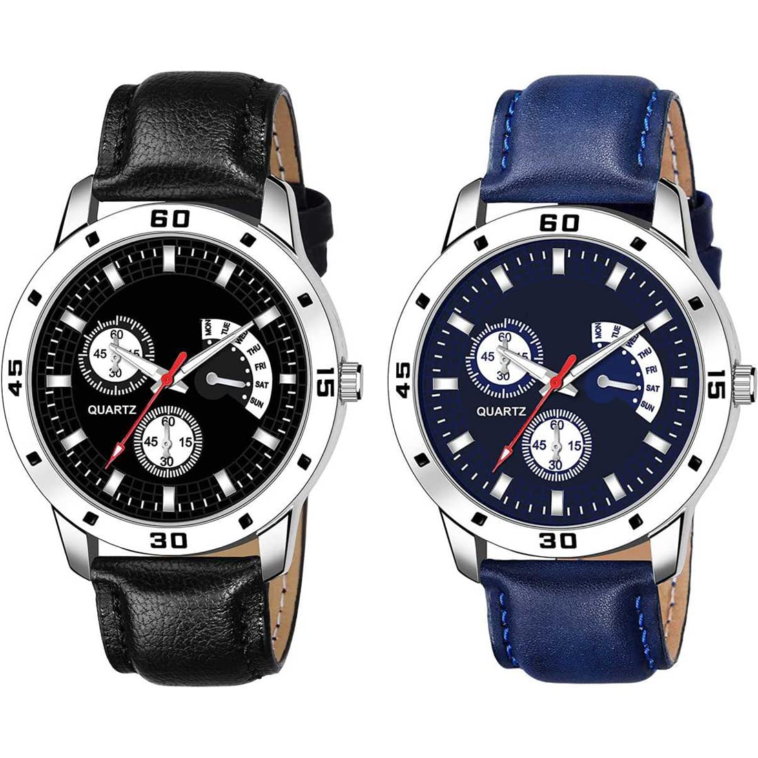 GOLDENIZE FASHION Analogue Multicolour Dial Leather Watches for Boys & Mens Pack of 2 (B09QZL5T6Z) Amazon Price History, Amazon Price Tracker