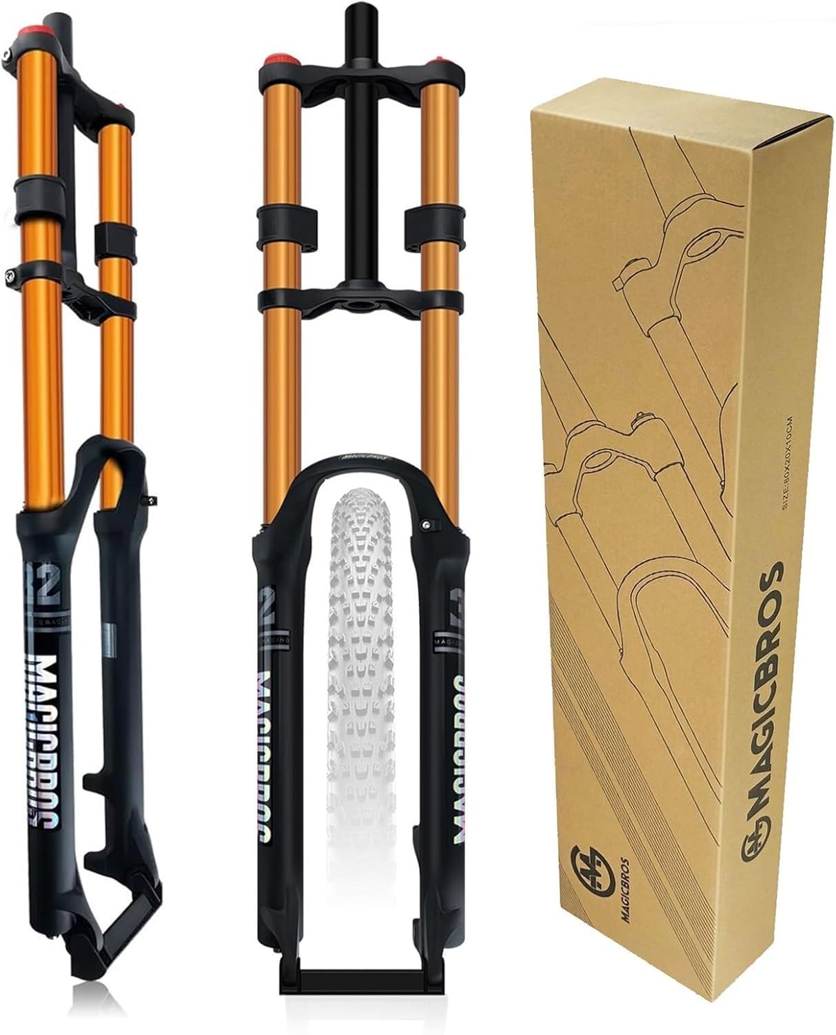 CUCKQUIC DH Mountain Bike Suspension Fork 26/27.5/29in Manual Lock 1-1/8in Air Fork Suspension Travel 180mm Quick Release 9 x 100mm Disc Brake Front Wheel Fork Double Crown B,27.5in