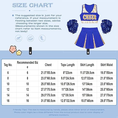 Miniatura 7 de FEESHOW Disfraz de líder de animadora para niñas, uniforme de animadora, camiseta sin mangas con falda plisada