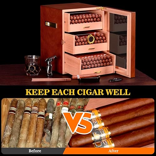 Miniatura 6 de Estuche humidor de cigarros de viaje con disco humidificador, impermeable, hermético, duradero y a prueba de golpes, caja de cigarros portátil de