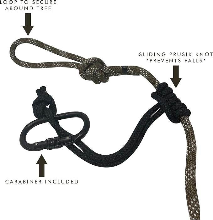 Hunting Sports Hunter Safety System Lifeline Safety Harness with 2 Prussic Knots