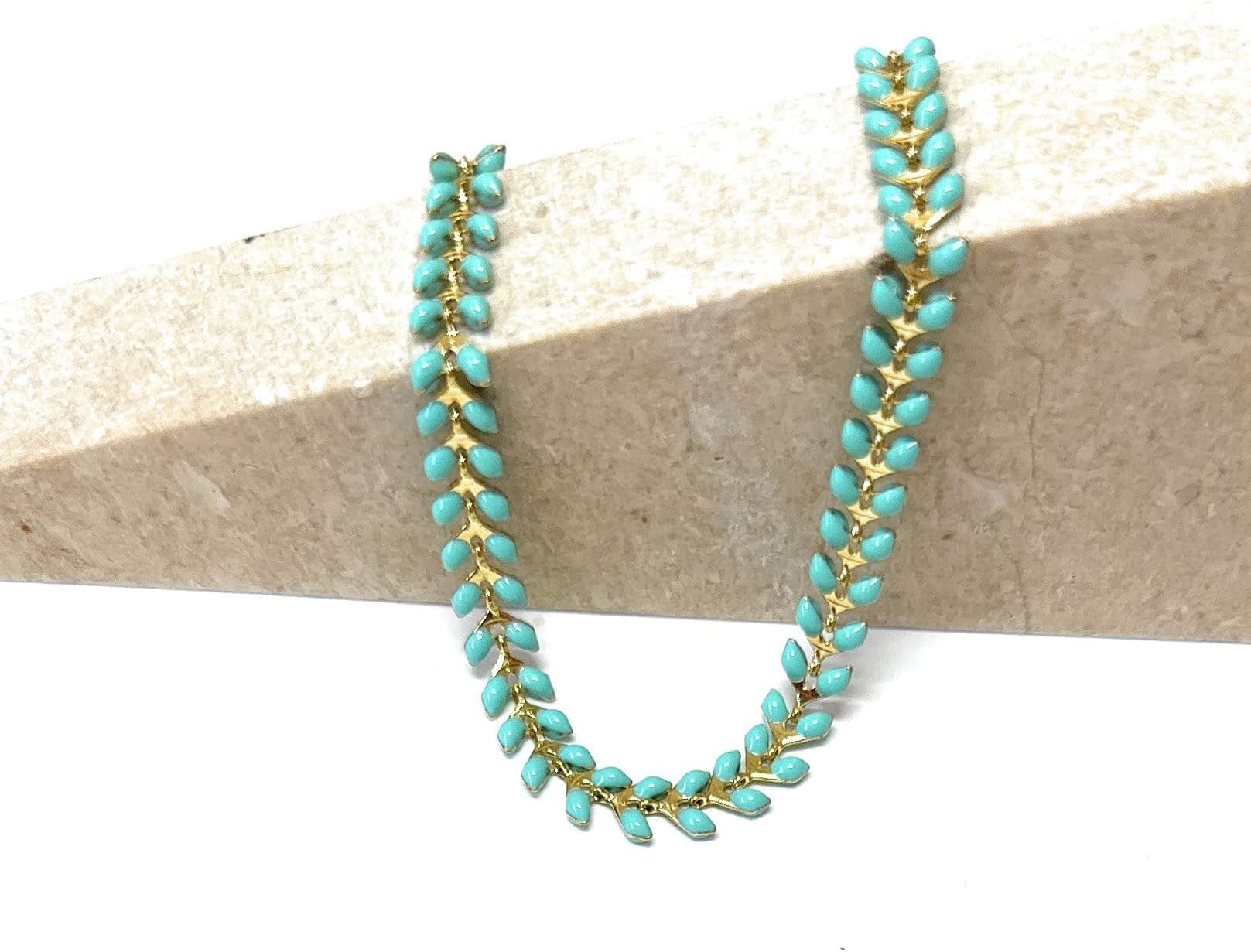 GenericTurquoise Anklet for Women, Dainty Ankle Bracelet, Delicate Summer Design, Mint Fishtail Enamel Chain