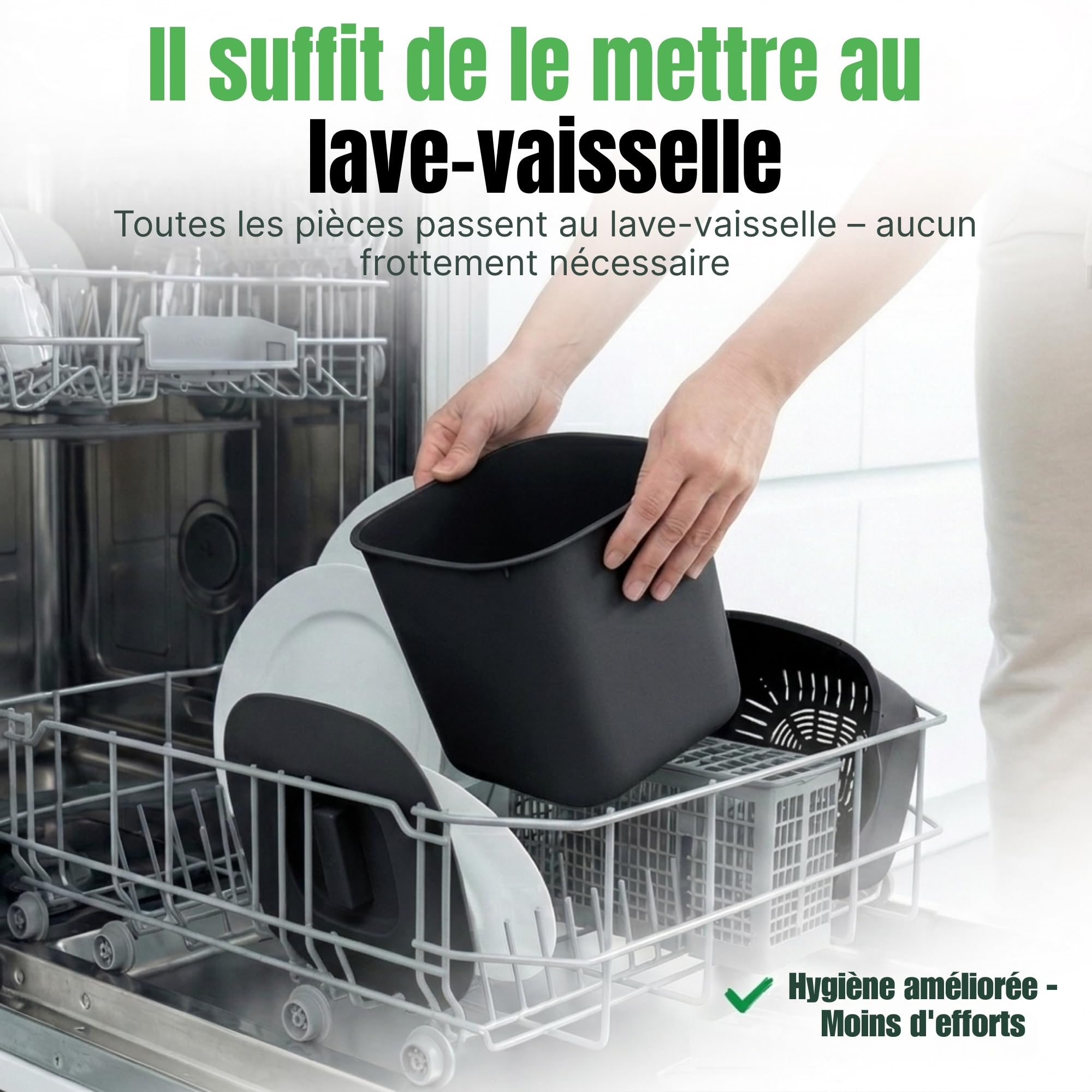 YourCasa® Composteur Cuisine - 7L Poubelle compost cuisine pour les déchets organiques quotidiens Lavable au Lave Inodore poubelles à compost seau compost cuisine petite poubelle cuisine (Noir)