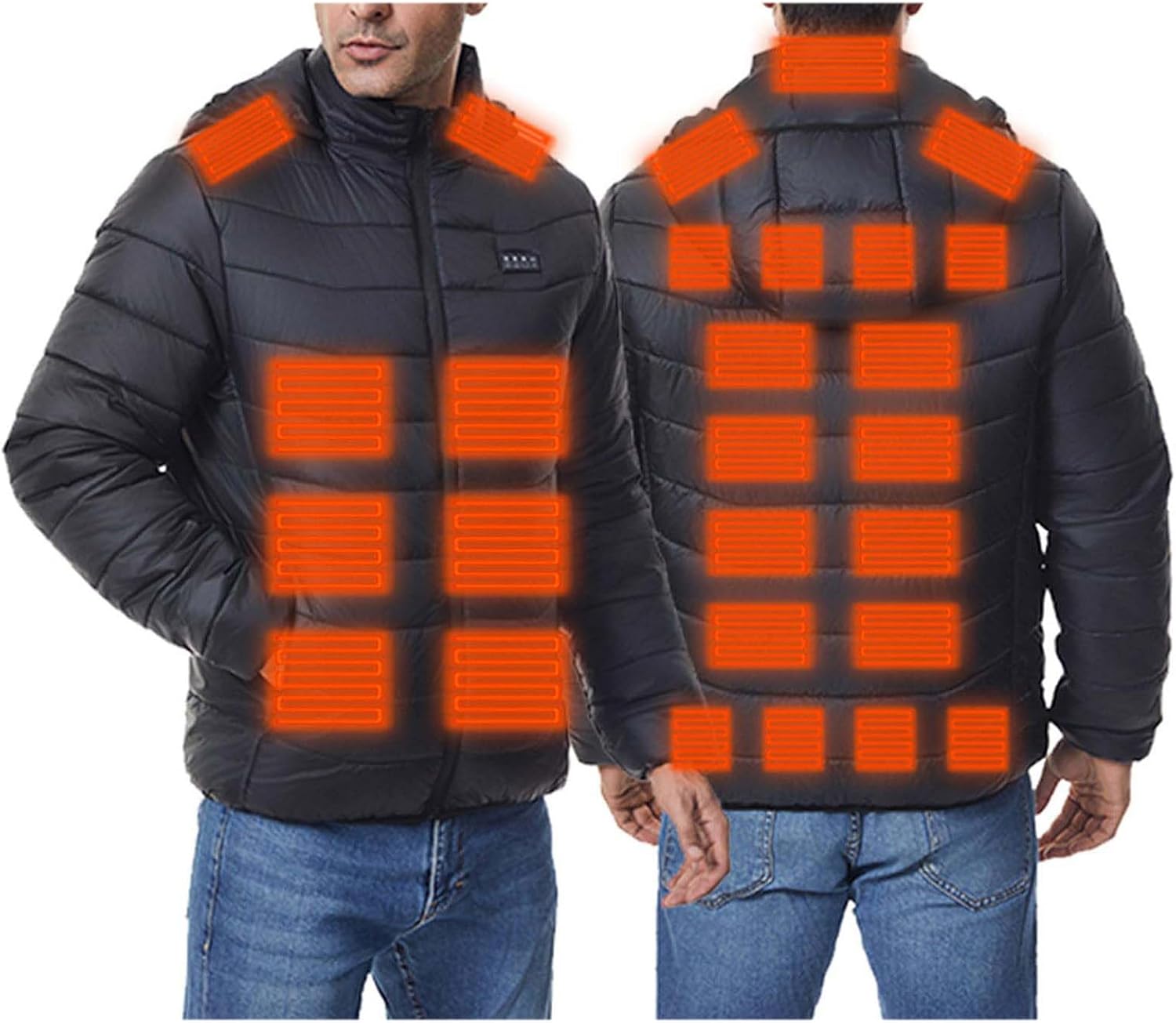 Heated Jacket for Men Women Heated Hooded Coat with 3 Heating Levels Multiple Heating Zones Lightweight Winter Coats