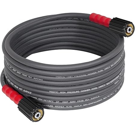 YAMATIC Super Flexible Pressure Washer Hose 25FT 1/4", Kink Resistant Power Washer Hose Replacement for Flexzilla Uberflex Ryobi Genarac Troy Bilt Honda M22-14mm Rated 3200 PSI/Max 3700 PSI,Grey