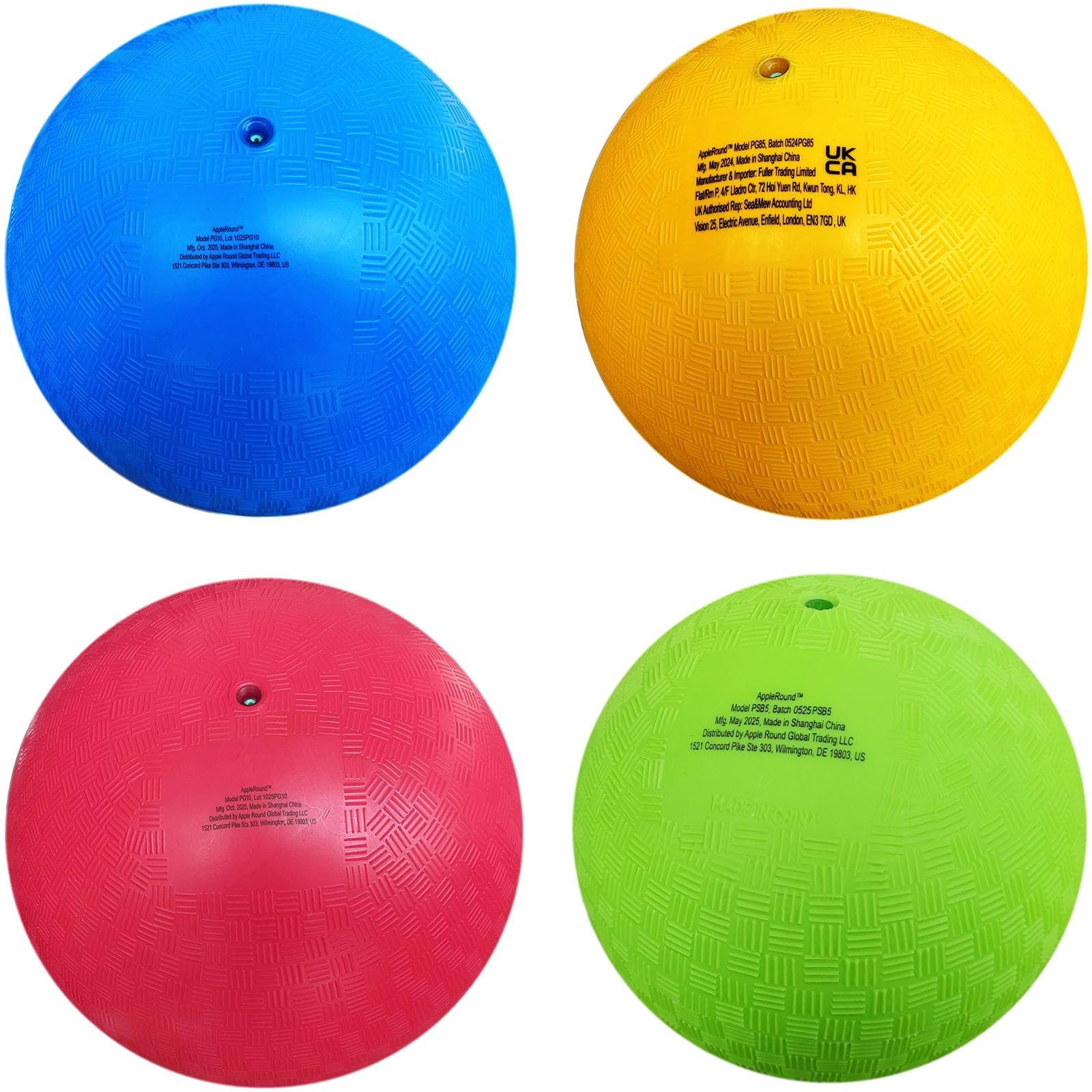 AppleRound 8.5-inch Dodgeball Playground Balls, Pack of 4 Balls with 1 Pump, Official Size for Dodge Ball, Handball, Camps and Schools