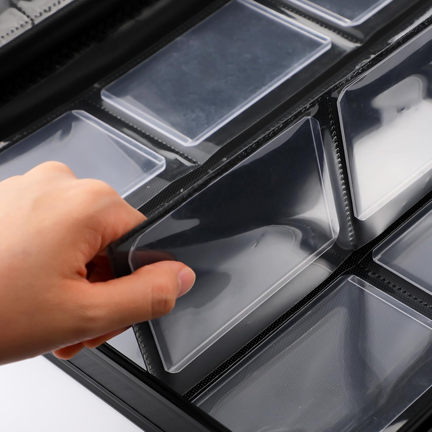 Abbylike Top Loader Binder with Lock Hold 288 Top Loaders Black Hard Cases 9 Pocket 16 Double Sided Pages Card Folders for Collection Compatible 3 x 4'' Trading Sports Cards