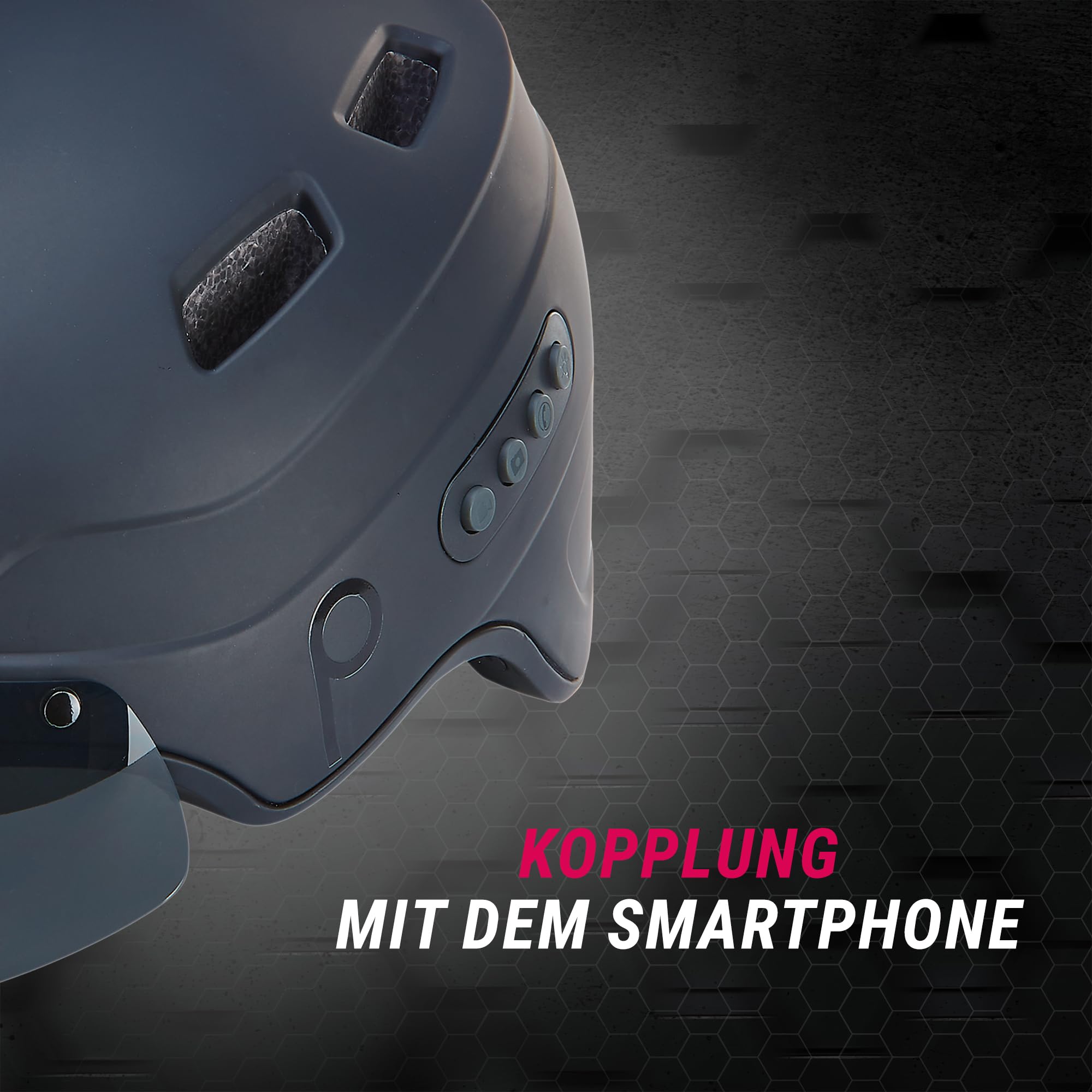 Prophete SMART Kask rowerowy dla dorosłych i młodzieży, technologia Inmold, Bluetooth, aparat Full-HD, system głośnomówiący, nawigacja i sterowanie muzyką, czarny, rozmiar M (54-58 cm)