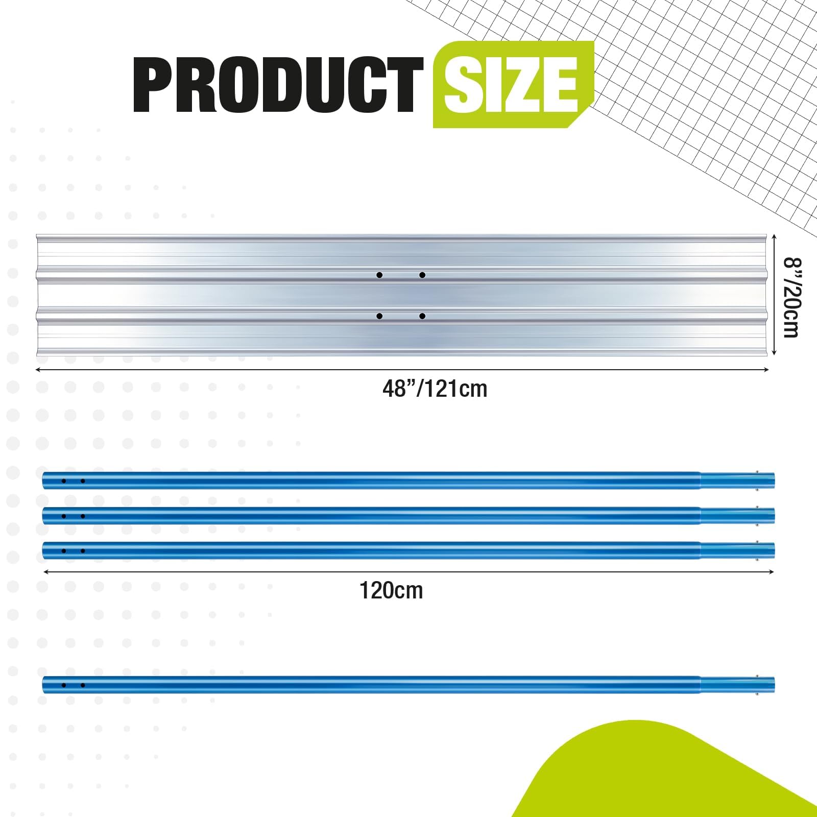 Garvee Bull Float professionnel extrémités carrées 48 x 8 pouces – Alliage aluminium-magnésium – 4 poignées extensibles, support réglable – Lissage béton, chapes, dalles, allées, terrasses – Bleu