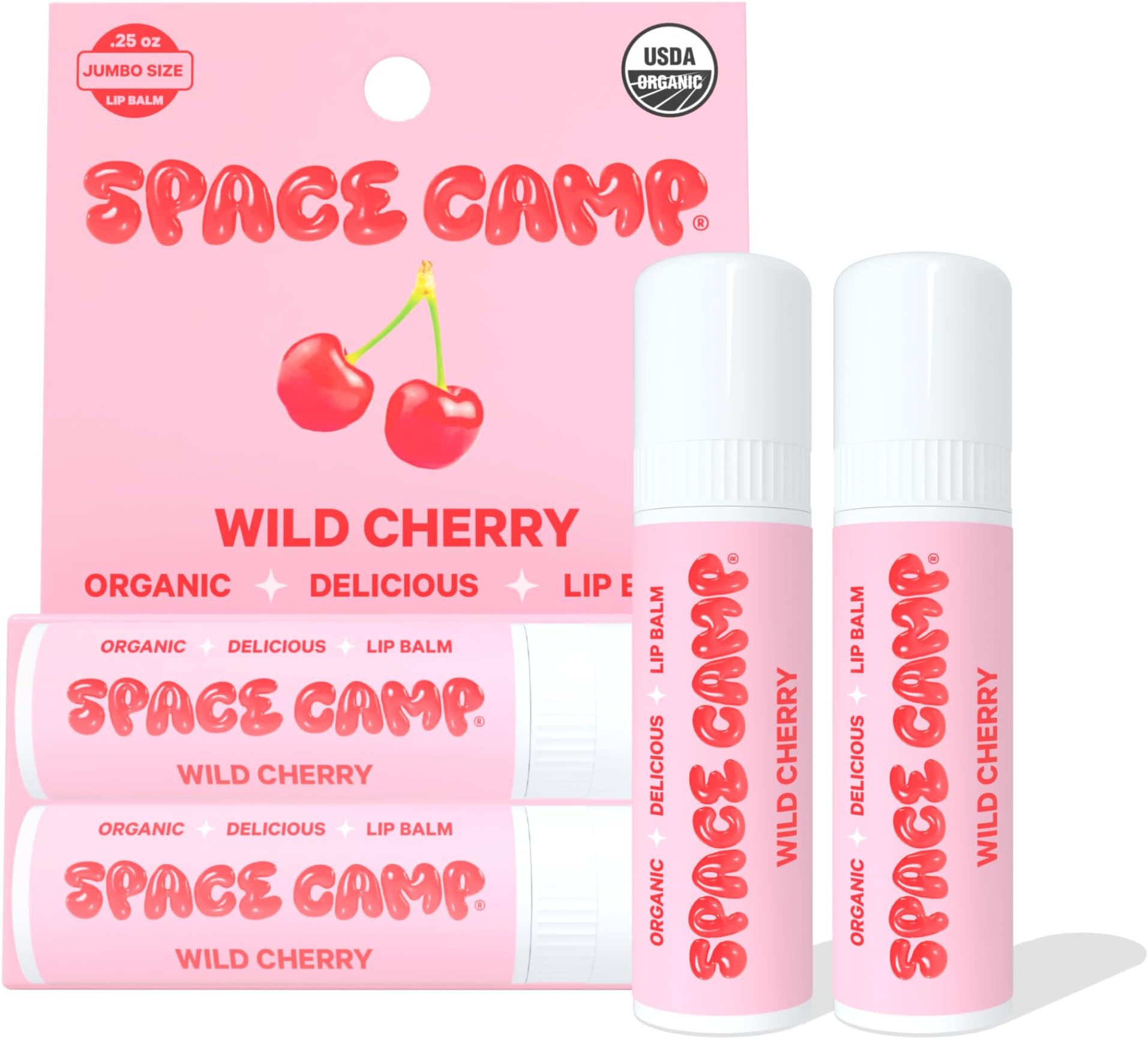 Jumbo Lip Balm - Wild Cherry Organic Flavored Balm (2 Pack)