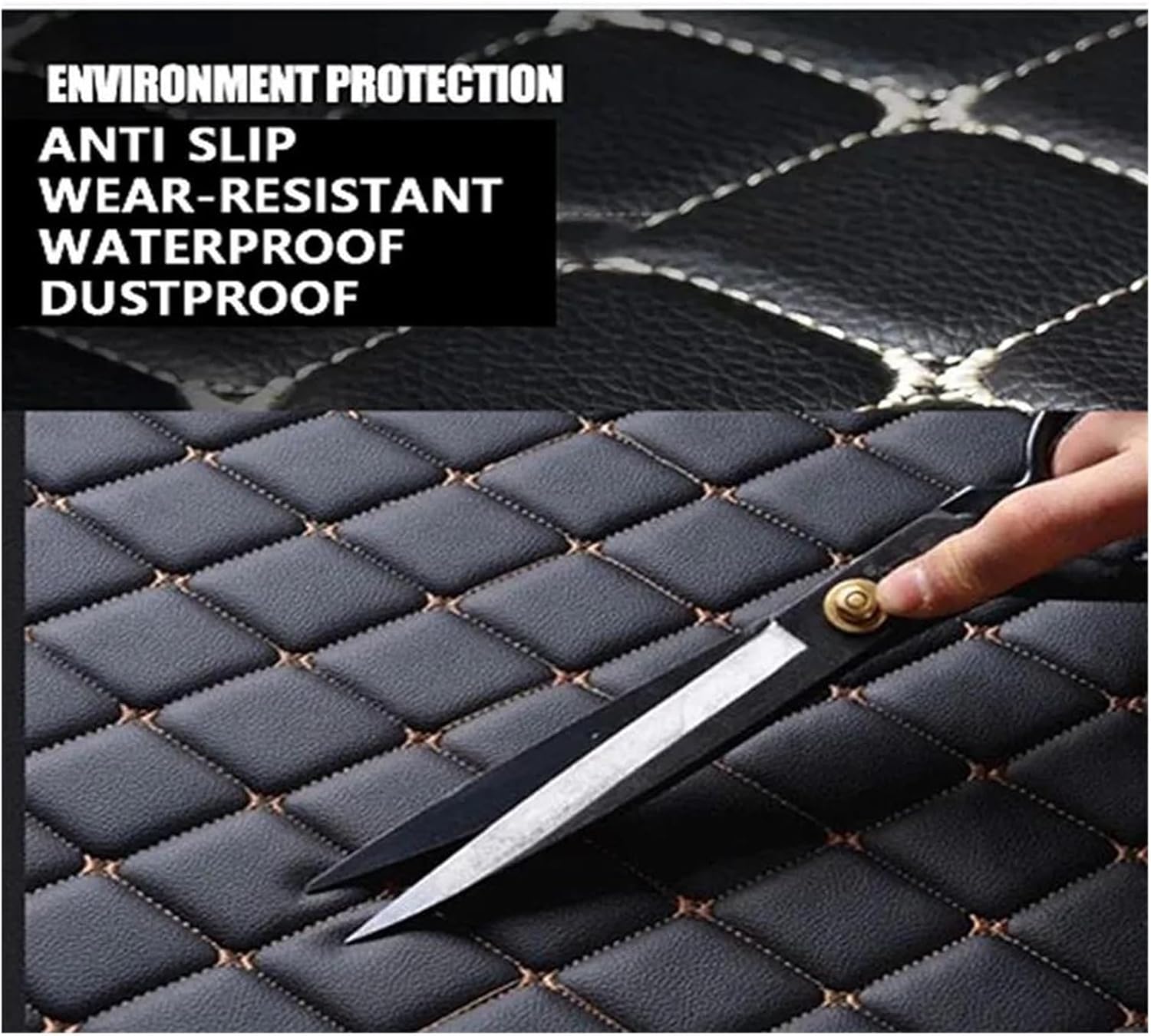 Car Boot Protector for Nissan for Qashqai J12 III 2025 2023 2024 Boot Er Mat Cargo Trunk Or Tray Carpet Waterproonti Slip Cover Fully Surrounded Trunk Mat(Black andBeige)