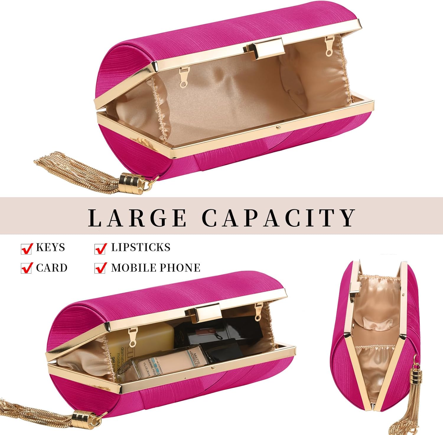 Clutch Purses For Women Tassel Evening Clutch bag Cross Body & Shoulder Bag For Wedding Night out Party - Image 5