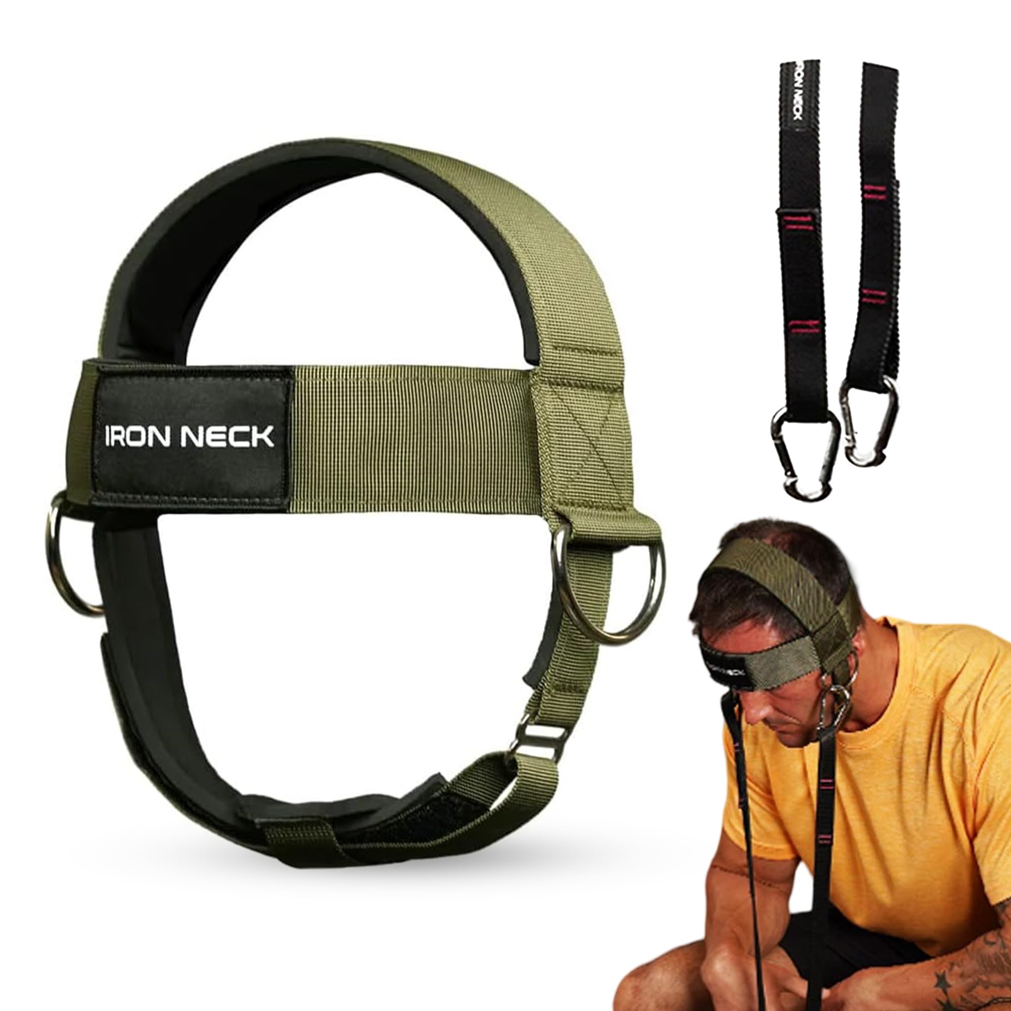 Iron Neck, Versatile Neck Exerciser, Strengthener and Trainer with Adjustable Head and Chin Strap, Portable Head Harness for Weight Lifting, Home and Gym Use