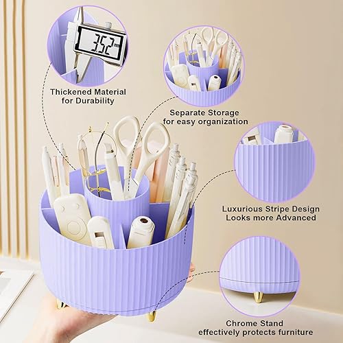 Miniatura 46 de Diesisa Organizador de brochas de maquillaje, organizador de brochas de maquillaje giratorio de 360°, 5 ranuras para cosméticos, esmalte de uñas