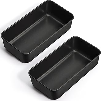 P&P CHEF Loaf Pan Set, 9 x 5 Inch Bread Pans, Stainless Steel Loaf Toast Baking Pans For Bread Meatloaf Lasagna Cake, Healthy & Non Toxic, Oven & Dishwasher Safe,(Black, 2Pcs)