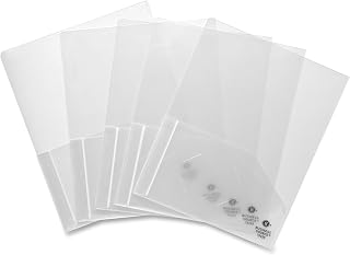 Business Source, BSN78499, Transparent 2-Pocket Portfolios, 5 / Pack, Clear