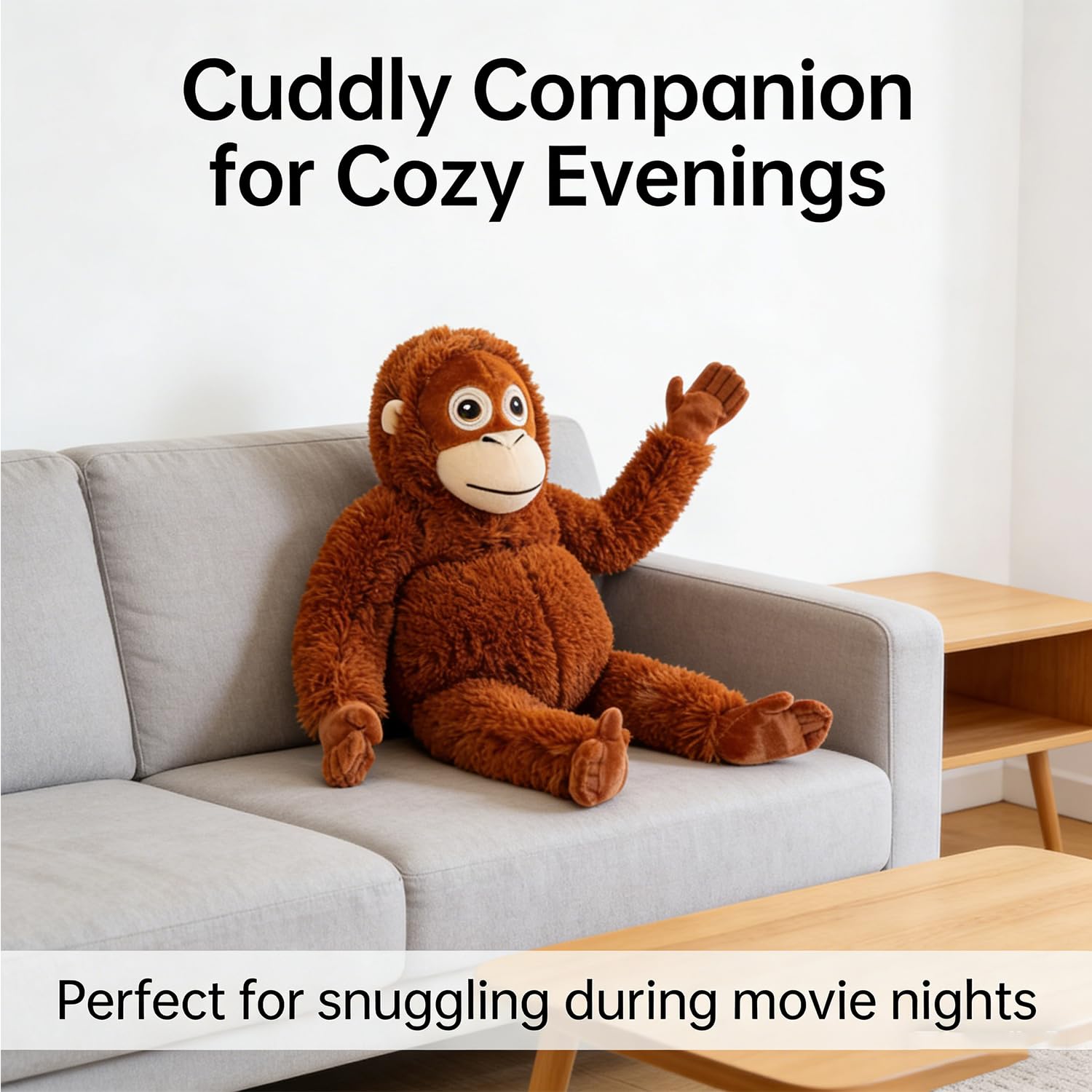 Ligtmor Großes Orang Utan Kuscheltier - 66cm Plüschaffe, Klammeraffe Plüschtier für Kinder, Weiches AFFE Kuscheltier als Geschenk, Ideal für Fans & Tierliebhaber - 5
