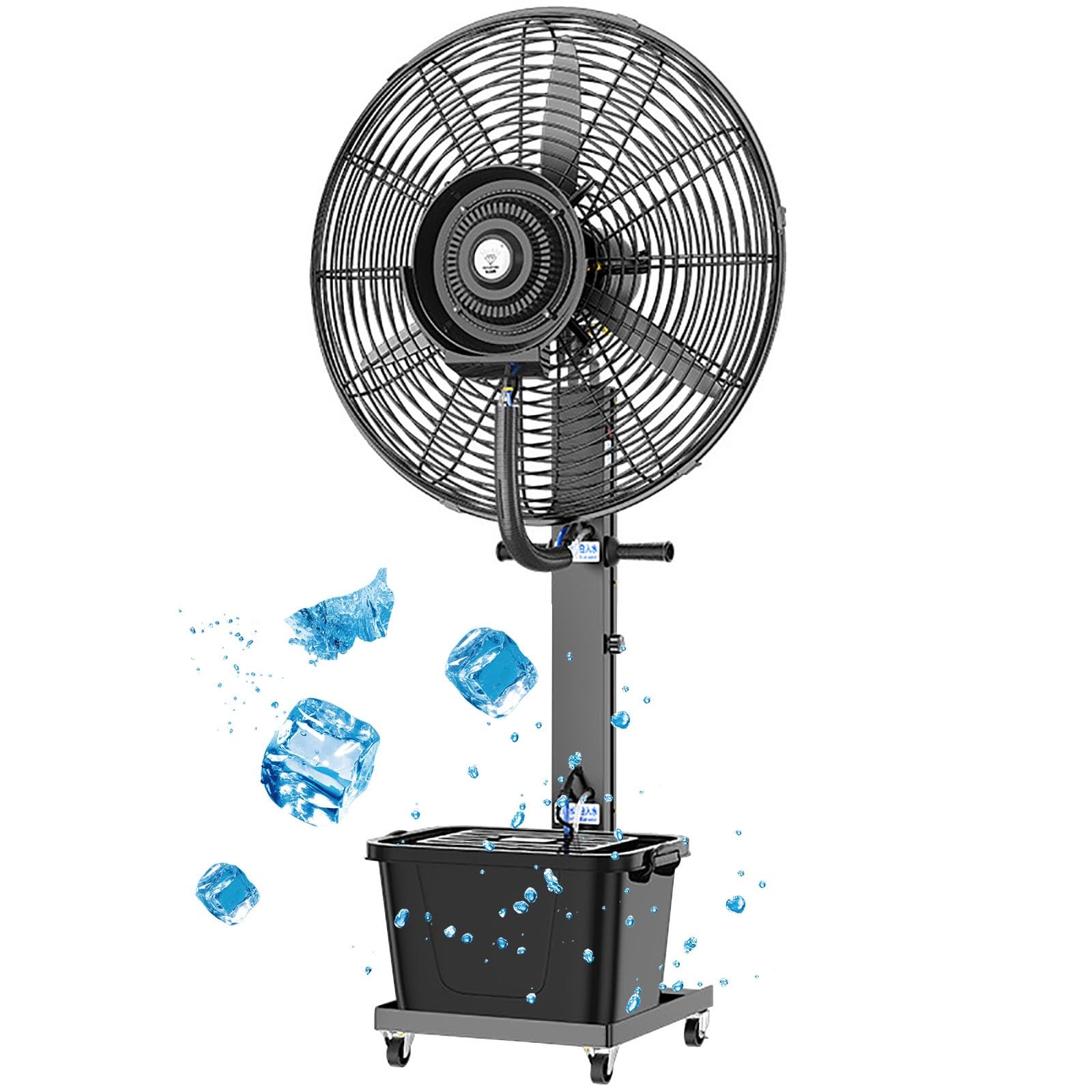 JKJZSALJ Patio Misting Fans Outdoor Pedestal Cooling Fan 3 Speeds,180°Oscillation Mister Black With 12 Gal/45L Standalone Tank For Residential Greenhouse,Fs 750,FS 650