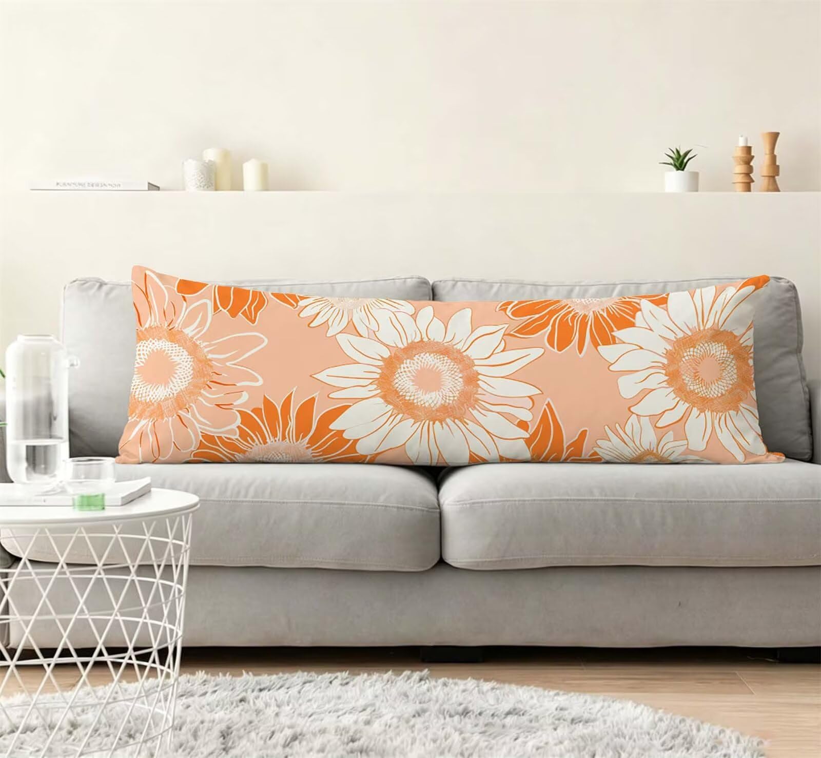 Arancione-10 Federe Cuscino Letto 50 x 150 cm, Cuscini per Divano Velluto, | Doppia Faccia Stampa, Semplice-2 Fodera per Cuscino Decorativa, con Cerniera, Cuscino per Dormire Sul Fianco j-80