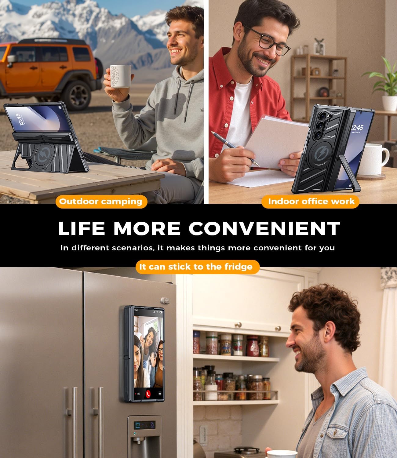 Magnetic for Galaxy Z-Fold-6 Case: Heavy Duty Armor Phone Case [Compatible with MagSafe][Hinge Protection][Dual Kickstand] Shockproof TPU+PC Cover for zfold 6 5G 2024 - Image 4