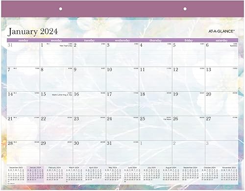 Miniatura 9 de AT-A-GLANCE Calendario de escritorio 2024, almohadilla de escritorio mensual, 21-34 x 17 pulgadas, estándar, hermoso día (SK38-704-24)