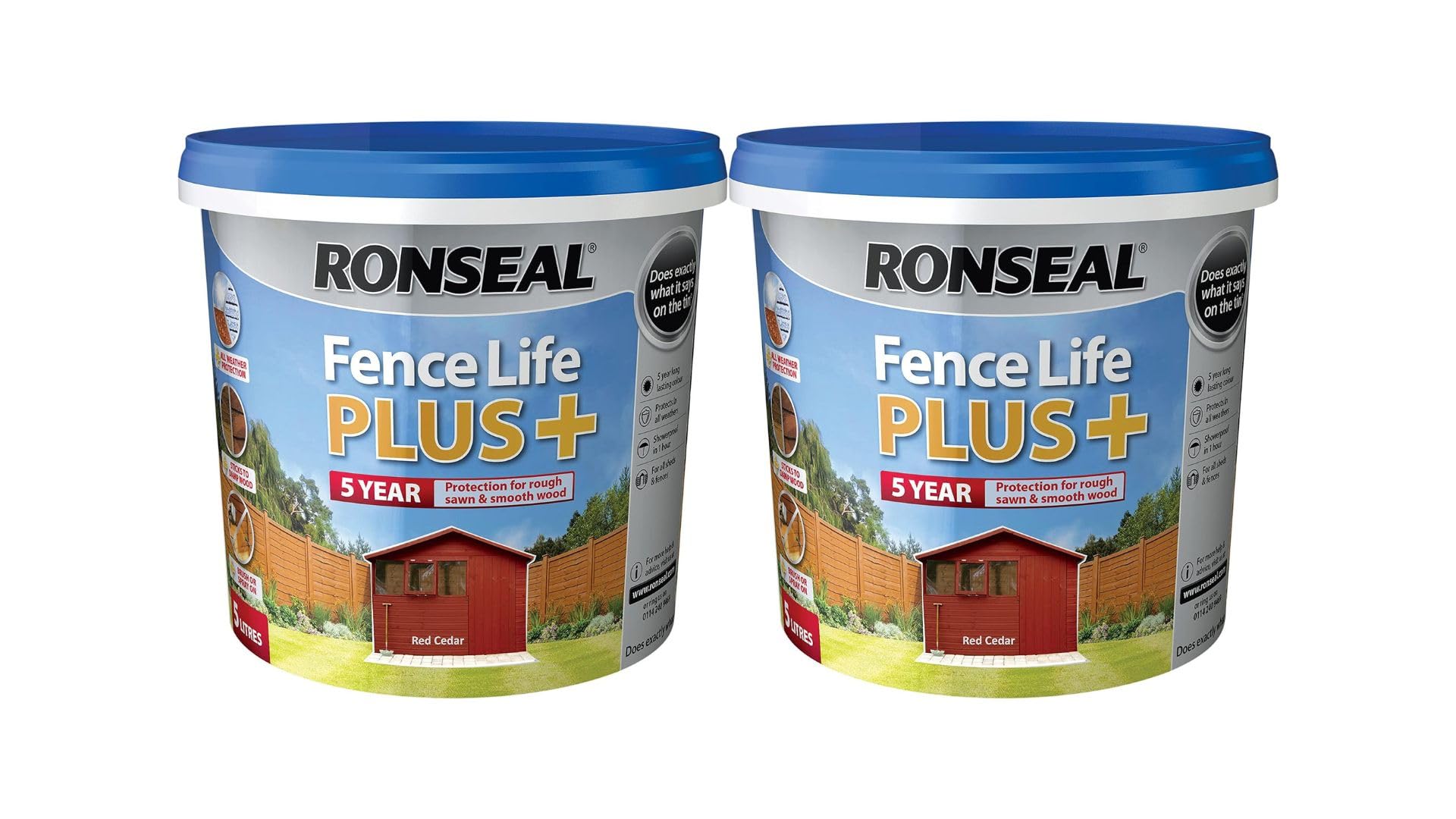 FAB INT PRODUCTS Fence Paint Exterior Wood Paint - Sheds & Fences Life Plus 10 Litres Total, (2 X RED CEDAR)
