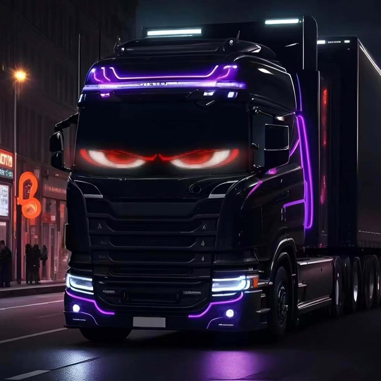 Occhi LED per Camion e Auto, Luci da Diavolo, Display Flessibile Programmabile, Fai da Te, LED Dinamici, Luce Colorata