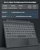 Vista 4 de Covertor MoKo para Microsoft Surface Pro 4 / Pro 3 / Surface Pro 2017, teclado Bluetooth inalámbrico delgado con Trackpad, retroiluminado con luces