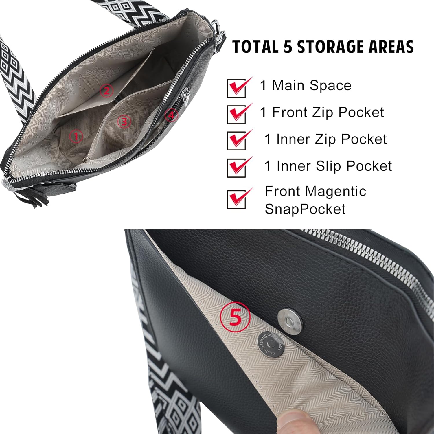 Crossbody Purse For Women, Vegan Leather Medium Crossbody Bag, Women's Crossbody Handbags For Travel With Tassel - Image 3