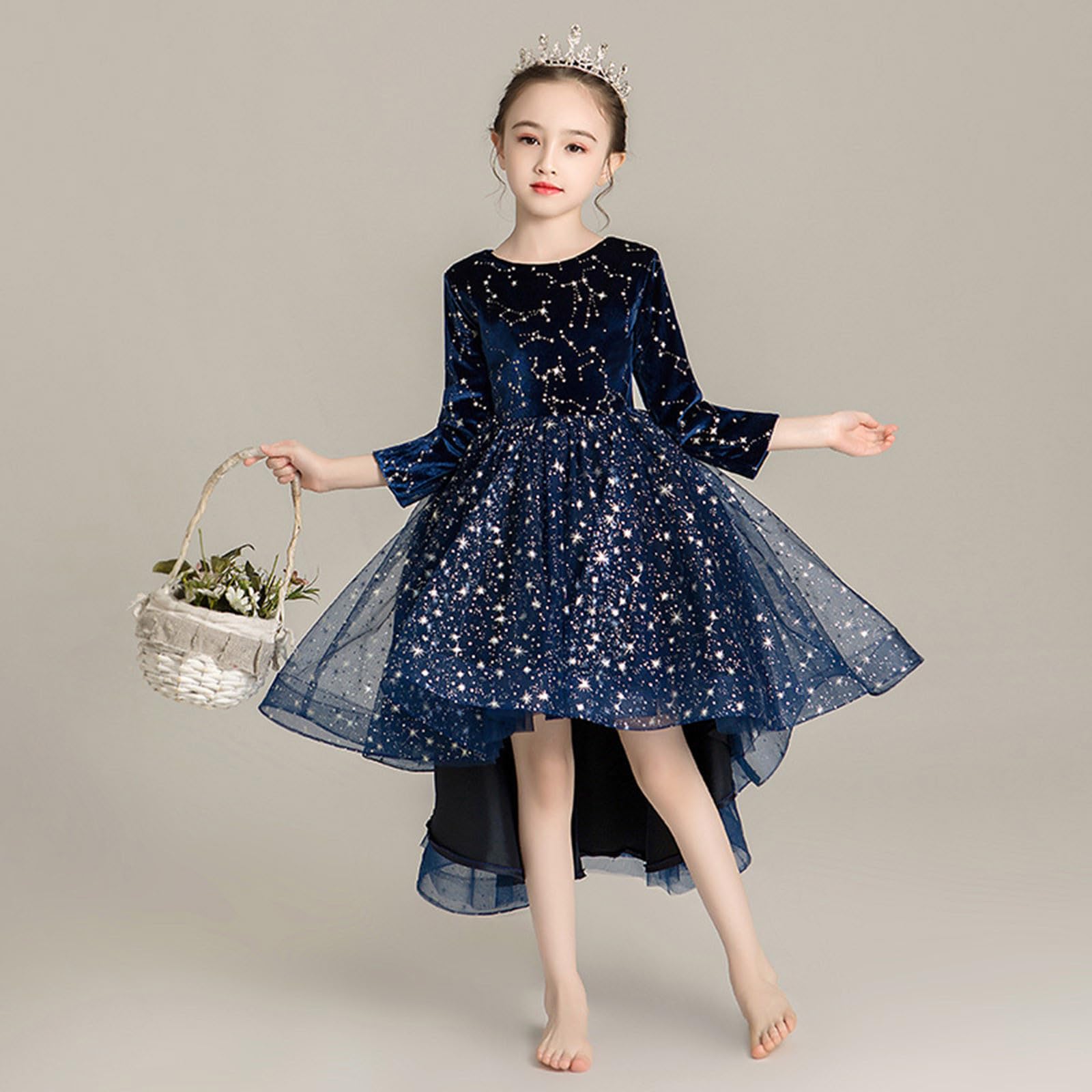 Generisch Vestito da principessa per bambine, grazioso, con paillettes, per feste e carnevale