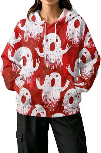 Vividcrate Womens Halloween Hoodies 2026 Funny Pumpkin Graphic Long Sleeve Pullo