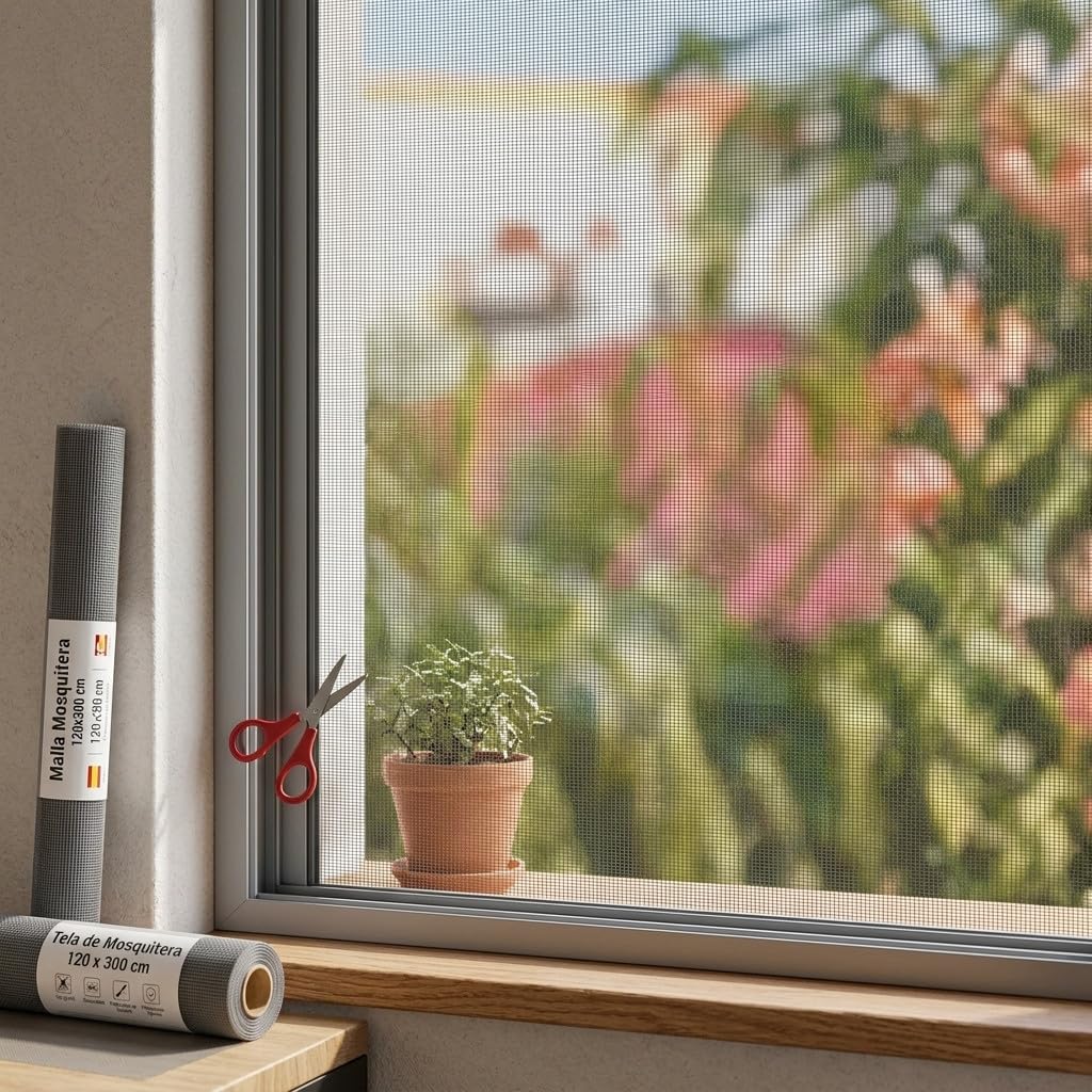 Suinga - Moustiquaire grise 0,8 x 30 mètres, fibre de verre 120 gr/m2