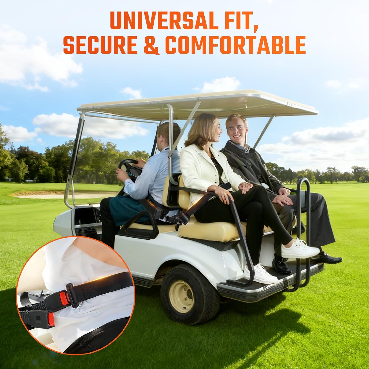 Universal Golf Cart Seatbelts Kit,Retractable Safety Belts for EZGO Club Car Yamaha, Multiple Lengths (40"/78") and Pack Sizes (2/4 Pack)