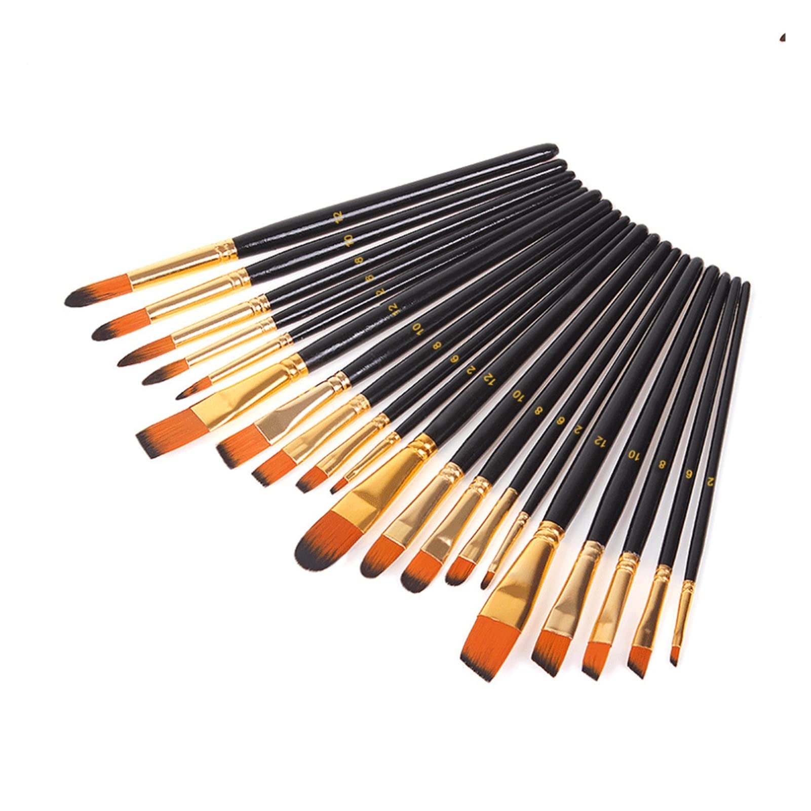 XBTGS Juego de 5 pinceles de madera negra para acuarela, pinceles de pintura de nailon, suministros de pintura artística para estudiantes, D, D